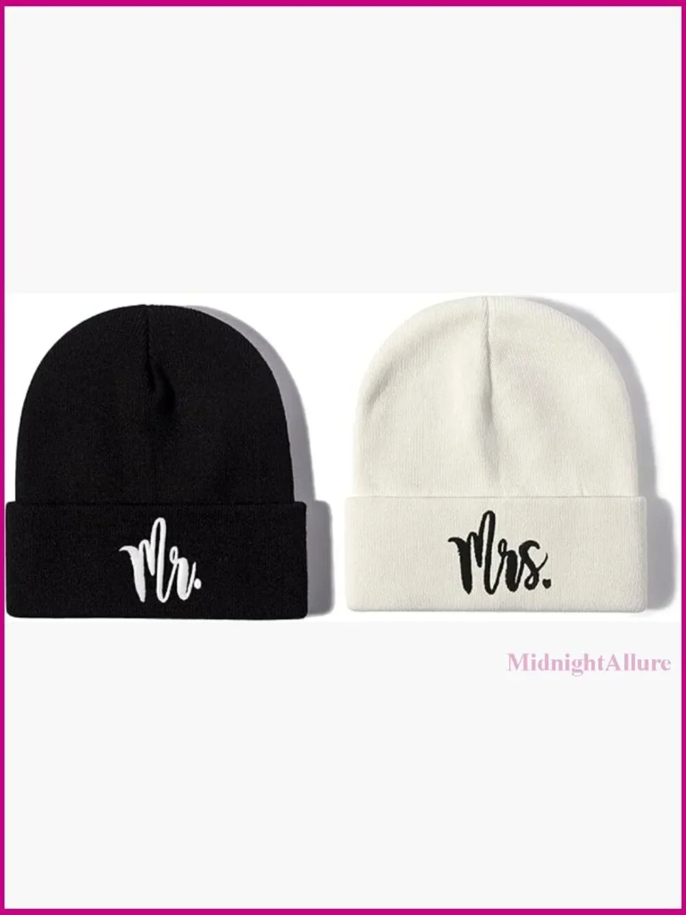 Mr and Mrs Beanie Hats Set Knit Winter Couple Beanie Unisex